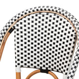 Baxton Studio Quincy Modern French Black and White Weaving and Natural Brown Rattan 2-Piece Bistro Chair Set