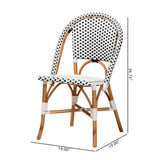 Baxton Studio Quincy Modern French Black and White Weaving and Natural Brown Rattan 2-Piece Bistro Chair Set