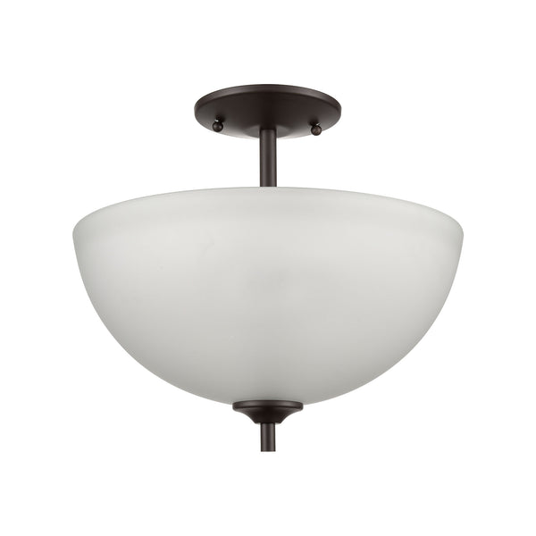 Thomas Lighting Jackson Tulip Frosted Glass Semi Flush Mount Bronze Sculptural Ceiling Light for Hallways 1352PL/10