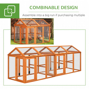 English Elm Pawhut Fir Wood Outdoor Chicken Run with Perches Wire Mesh Modular Backyard Coop W2225P217059