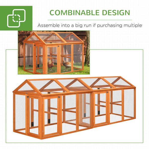 English Elm Pawhut Fir Wood Outdoor Chicken Run with Perches Wire Mesh Modular Backyard Coop W2225P217059