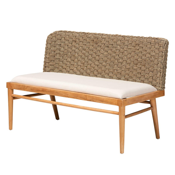Baxton Studio bali Denver 2-Piece Dining Nook Set - Modern Bohemian Seagrass & Acacia Wood Bench for Cozy Spaces Denver-Natural Seagrass with backs-2PC Bench Set