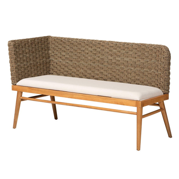 Baxton Studio bali Denver 2-Piece Dining Nook Set - Modern Bohemian Seagrass & Acacia Wood Bench for Cozy Spaces Denver-Natural Seagrass with backs-2PC Bench Set