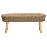 bali & pari Denver Modern Bohemian Natural Seagrass and Acacia Wood Accent Bench