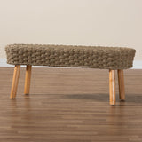 bali & pari Denver Modern Bohemian Natural Seagrass and Acacia Wood Accent Bench