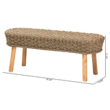 bali & pari Denver Modern Bohemian Natural Seagrass and Acacia Wood Accent Bench