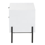 Baxton Studio Merryn Mid-Century Transitional Distressed White Finished Wood and Black Metal 2-Drawer Storage Cabinet