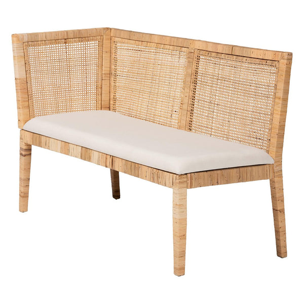 Baxton Studio bali Kalimantan Bohemian 3-Piece Light Honey Rattan Dining Nook Set - Cozy, Stylish & Versatile! Kalimantan-Light Honey Rattan-3PC Dining Set
