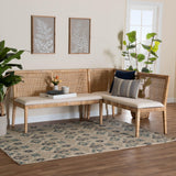 bali & pari Kalimantan Bohemian Light Honey Rattan 2-Piece Banquette Set