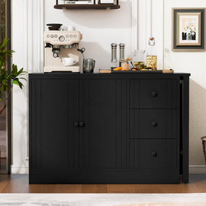 English Elm U_style Extendable Wooden Sideboard with 3 Drawers and 2 Doors for Entryway Living Room N711P334768B