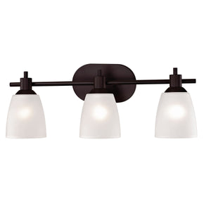 Thomas Lighting Jackson Three Light Vanity Bar with Frosted Tulip Shades in Oil Rubbed Bronze Finish 22 W x 7 D x 9 H 1353BB/10