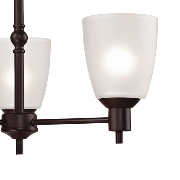 Thomas Lighting Jackson Three Light Chandelier Brushed Metal with White Glass for Dining Entryway Bronze 20 inches 1353CH/10