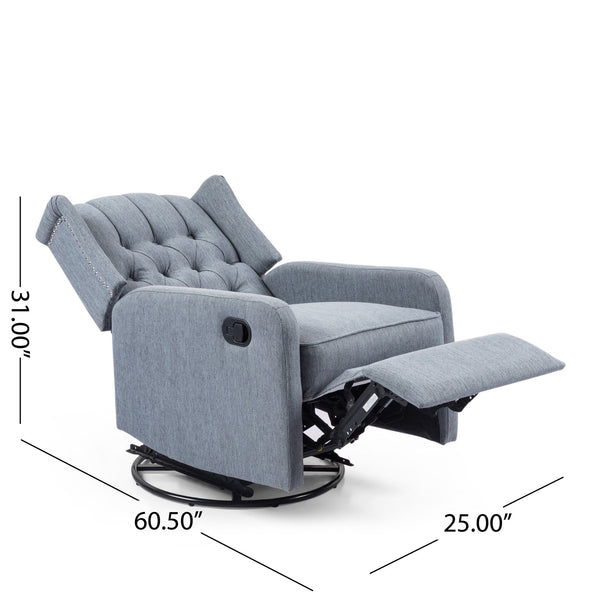 English Elm Christopher Knight Home® - Classic Linen Recliner Chair with 360° Swivel and Manual Recline, Durable Frame, Cozy Upholstery Charcoal 66842.00CHAR