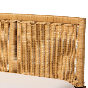 Baxton Studio bali Tabanan Modern Bohemian 3-Piece Dining Nook Set in Brown Acacia & Rattan - Cozy & Stylish! Tabanan-Light Honey/Light Brown-3PC Dining Set