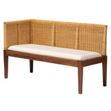 bali & pari Tabanan Modern Bohemian Nautral Brown Rattan and Brown Acacia Wood 2-Piece Dining Nook Banquette Set