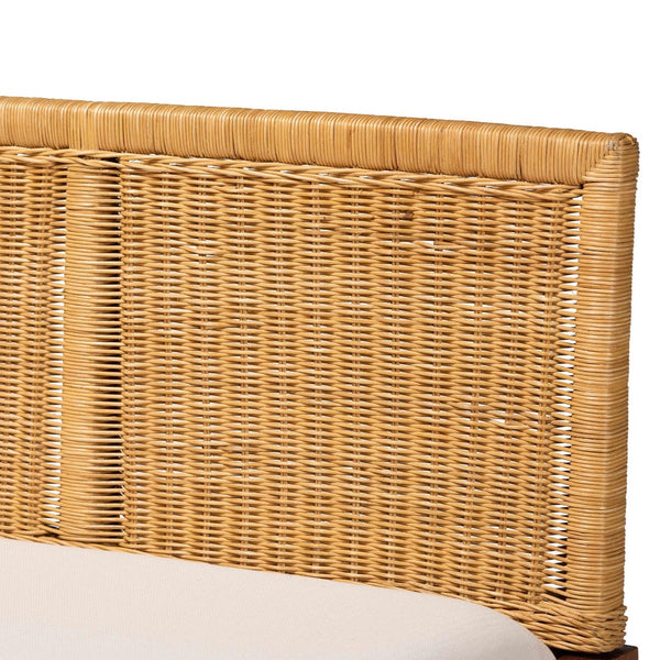 Baxton Studio bali Tabanan 2-Piece Modern Bohemian Rattan & Acacia Wood Dining Nook Banquette Set, Cozy Design Tabanan-Light Honey/Light Brown-2PC Bench Set