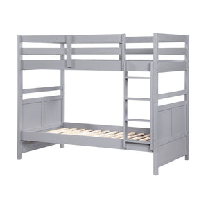 English Elm Bunk Bed Twin Over Solid Wood Frame with Guard Rails for Kids Shared Rooms Gray B011S02322