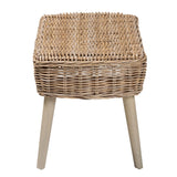 bali & pari Raisa Modern Bohemian Natural Kubu Rattan and Grey Acacia Wood Accent Bench