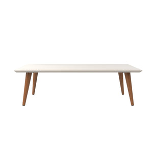 English Elm Utopia 40" Coffee Table with Lacquered Rectangular Top and Solid Wood Splayed Legs for Style and Durability Off White B365P398083
