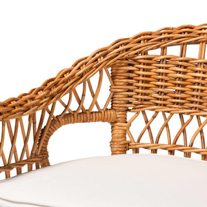 Baxton Studio bali Bali Nella Modern Bohemian Rattan 2-Piece Dining Nook Banquette Set with Cushions for Comfort Nella-Natural/Light Honey Rattan-2PC Bench Set