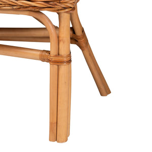 Baxton Studio bali Bali Nella Modern Bohemian Rattan 2-Piece Dining Nook Banquette Set with Cushions for Comfort Nella-Natural/Light Honey Rattan-2PC Bench Set