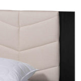 Baxton Studio Adriano Transitional Beige Fabric and Black Wood Queen Size Bed with Built-In Side Tables