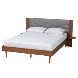 Baxton Studio Baxton Studio Hemera Mid-Century Modern Platform Bed with Floating Side Tables for Stylish Bedrooms Queen MG-0222-Walnut/Dark Grey-Queen