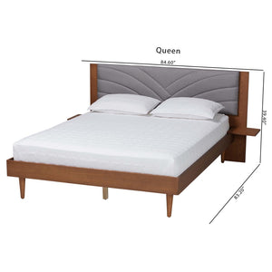 Baxton Studio Baxton Studio Hemera Mid-Century Modern Platform Bed with Floating Side Tables for Stylish Bedrooms Queen MG-0222-Walnut/Dark Grey-Queen