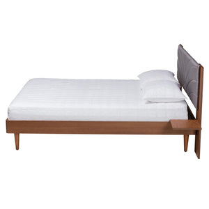Baxton Studio Baxton Studio Hemera Mid-Century Modern Platform Bed with Floating Side Tables for Stylish Bedrooms Queen MG-0222-Walnut/Dark Grey-Queen