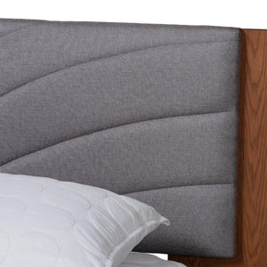 Baxton Studio Baxton Studio Hemera Mid-Century Modern Platform Bed with Floating Side Tables for Stylish Bedrooms Queen MG-0222-Walnut/Dark Grey-Queen