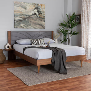 Baxton Studio Baxton Studio Hemera Mid-Century Modern Platform Bed with Floating Side Tables for Stylish Bedrooms Queen MG-0222-Walnut/Dark Grey-Queen