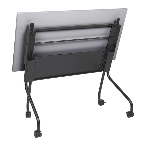 OSP Home Furnishings 4' Flip Top Nesting Training Table with Laminate Surface and Locking Casters Grey Black 84224BG