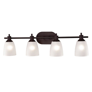 Thomas Lighting Jackson Three Light Vanity Bar with Frosted Tulip Shades in Oil Rubbed Bronze Finish 31 W x 7 D x 9 H 1354BB/10