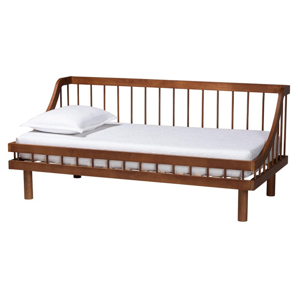 Baxton Studio Baxton Studio Helio Twin Daybed - Chic Mid-Century Modern Design in Warm Walnut Finish for Cozy Spaces MG0223-Walnut-Daybed-Twin
