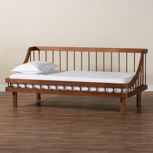 Baxton Studio Baxton Studio Helio Twin Daybed - Chic Mid-Century Modern Design in Warm Walnut Finish for Cozy Spaces MG0223-Walnut-Daybed-Twin