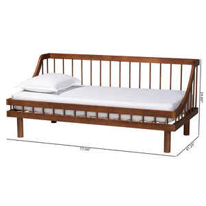 Baxton Studio Baxton Studio Helio Twin Daybed - Chic Mid-Century Modern Design in Warm Walnut Finish for Cozy Spaces MG0223-Walnut-Daybed-Twin