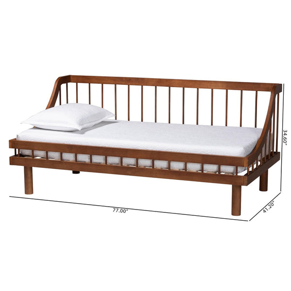 Baxton Studio Baxton Studio Helio Twin Daybed - Chic Mid-Century Modern Design in Warm Walnut Finish for Cozy Spaces MG0223-Walnut-Daybed-Twin