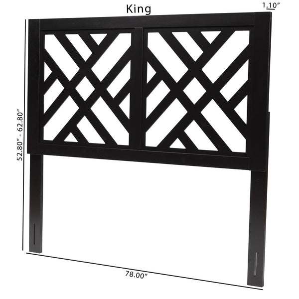 Baxton Studio Baxton Studio Aliya Modern Dark Brown Wood King Headboard with Adjustable Height & Geometric Design RH2003-Dark Brown-King-Headboard