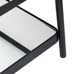 Crestview Collection Rectangle Modern Glass Cocktail Table With Polished Iron Frame And Stylish Storage Shelf For Elegance Black Metal Cvfzr6192