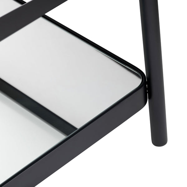 Crestview Collection Rectangle Modern Glass Cocktail Table With Polished Iron Frame And Stylish Storage Shelf For Elegance Black Metal Cvfzr6192