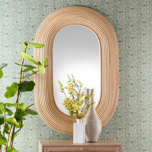 Baxton Studio bali Drucilla Modern Bohemian Rattan Oval Wall Mirror - Artisan Crafted Accent for Home Décor RMWH02-Rattan Mirror