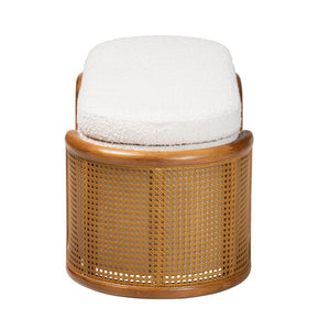 Baxton Studio Baxton Studio Japandi Cream Boucle Storage Bench with Lift-Top & Woven Rattan for Home Decor BBT5489-Maya Cream-Bench