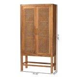 bali & pari Sibu Bohemian Natural Rattan and Teak Wood Tall Cabinet