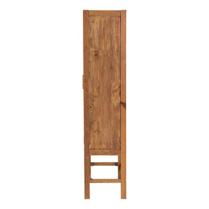 Baxton Studio bali Sibu Bohemian Tall Cabinet – Handcrafted Rattan & Teak Wood Storage for Stylish Home Organization SIBU-Rattan Tall-Cabinet