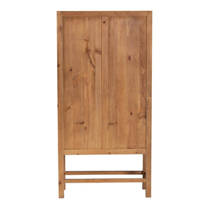 Baxton Studio bali Sibu Bohemian Tall Cabinet – Handcrafted Rattan & Teak Wood Storage for Stylish Home Organization SIBU-Rattan Tall-Cabinet