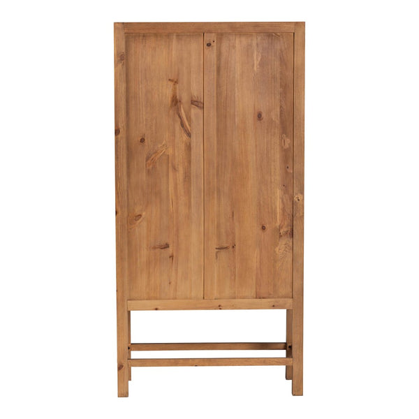 Baxton Studio bali Sibu Bohemian Tall Cabinet – Handcrafted Rattan & Teak Wood Storage for Stylish Home Organization SIBU-Rattan Tall-Cabinet