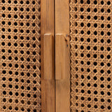 bali & pari Sibu Bohemian Natural Rattan and Teak Wood Tall Cabinet