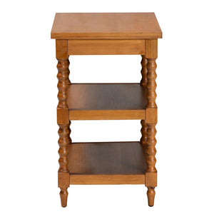 Baxton Studio Baxton Studio Imogene Retro-Modern Walnut Brown End Table with Open Shelves & Pullout Drawer JY23A427-Brown Wooden-ET