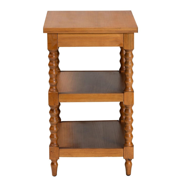 Baxton Studio Baxton Studio Imogene Retro-Modern Walnut Brown End Table with Open Shelves & Pullout Drawer JY23A427-Brown Wooden-ET