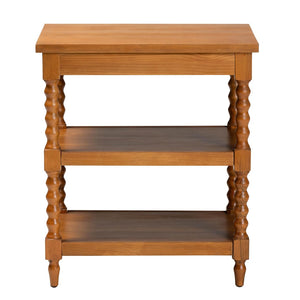 Baxton Studio Baxton Studio Imogene Retro-Modern Walnut Brown End Table with Open Shelves & Pullout Drawer JY23A427-Brown Wooden-ET